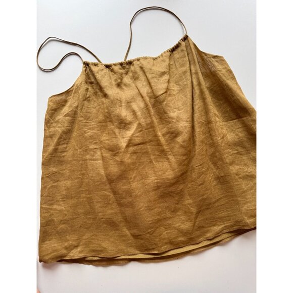 BANANA REPUBLIC Wild Mustard Ramie A-Line Square Neck Camisole Tank, Size M - Picture 5 of 12